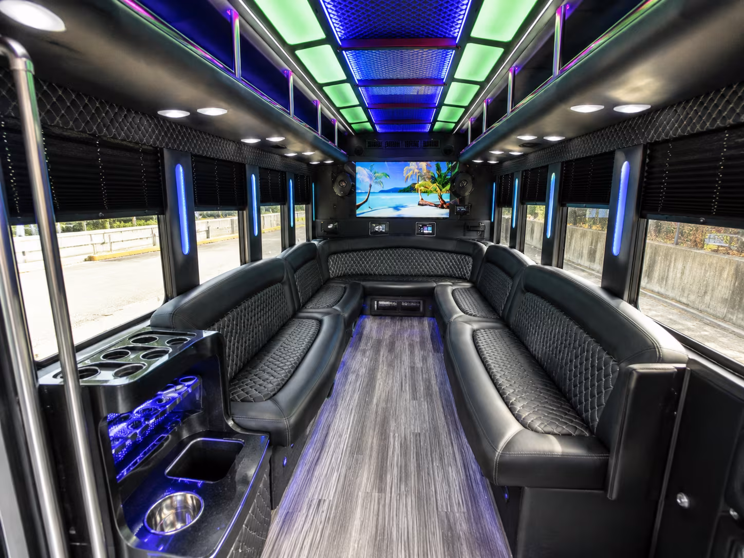 el monte 18 passenger party bus inside
