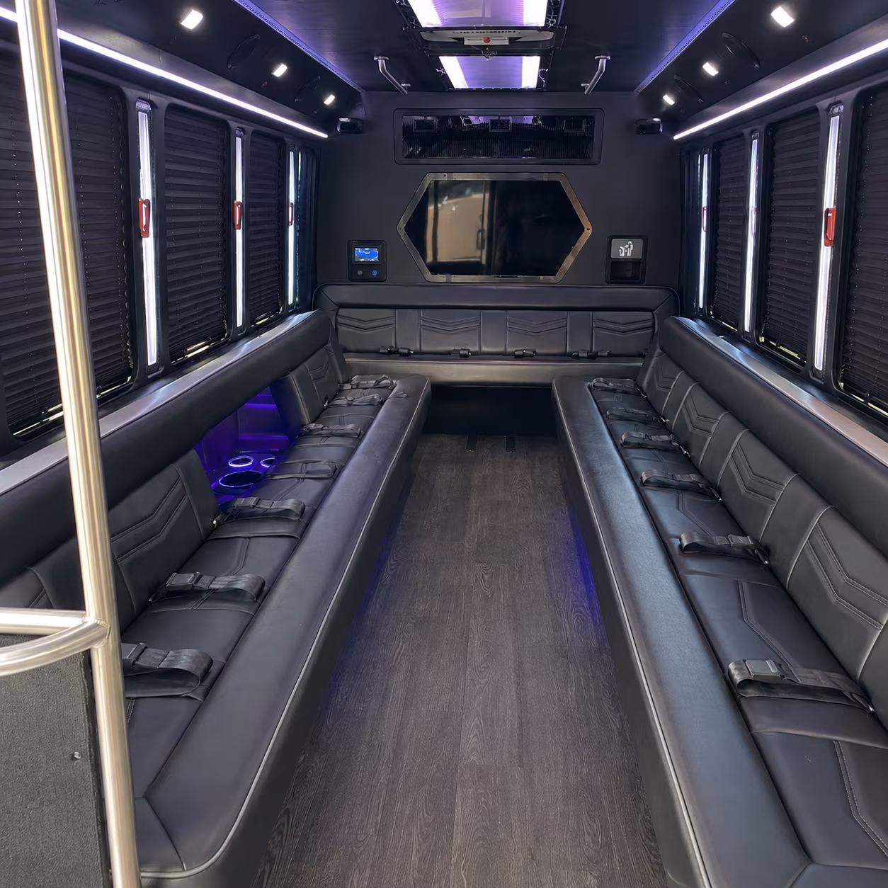 el monte 18 passenger party bus interior