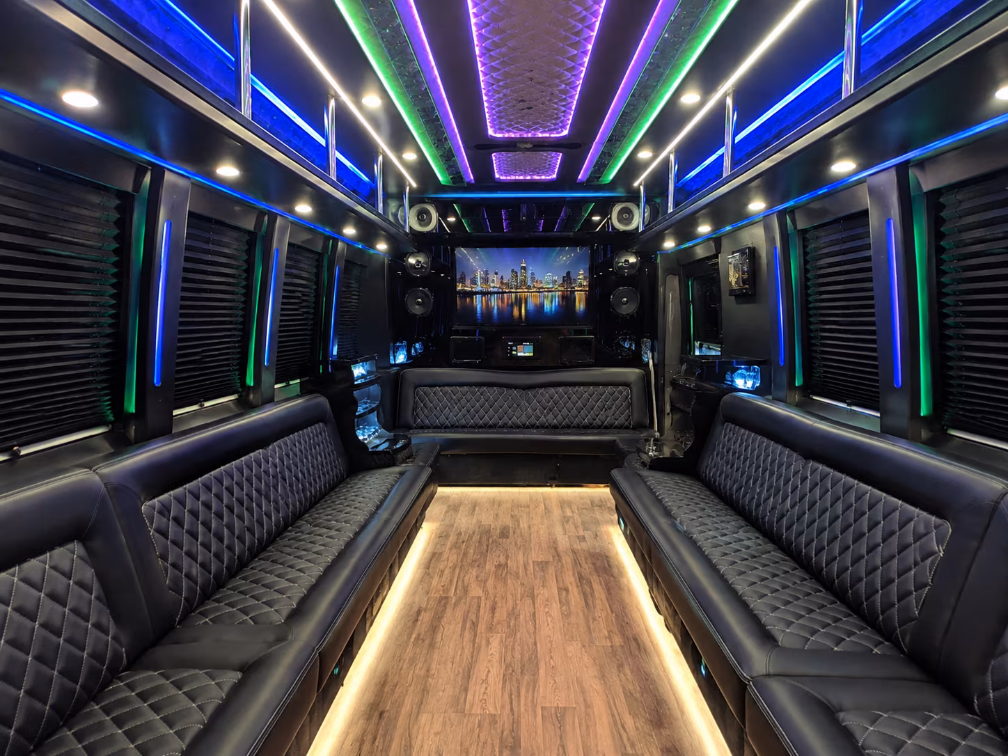 el monte 25 passenger party bus interior