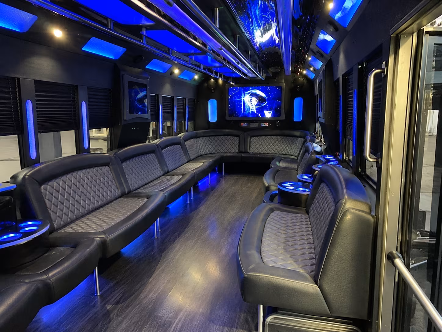 el monte 28 passenger party bus interior