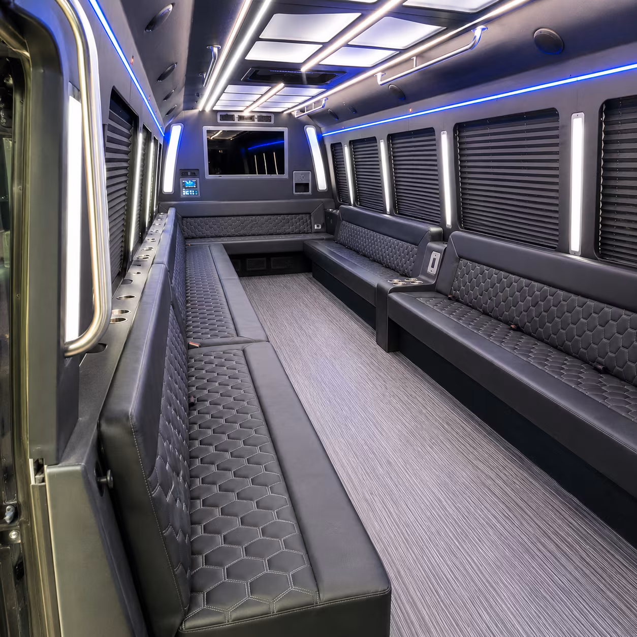 el monte 40 passenger party bus interior