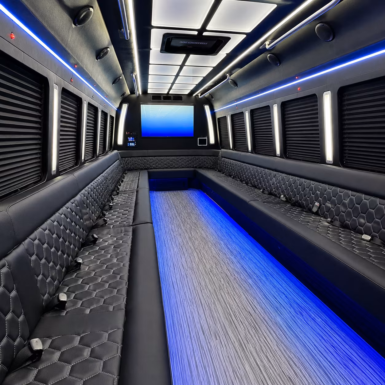 el monte 50 passenger party bus inside