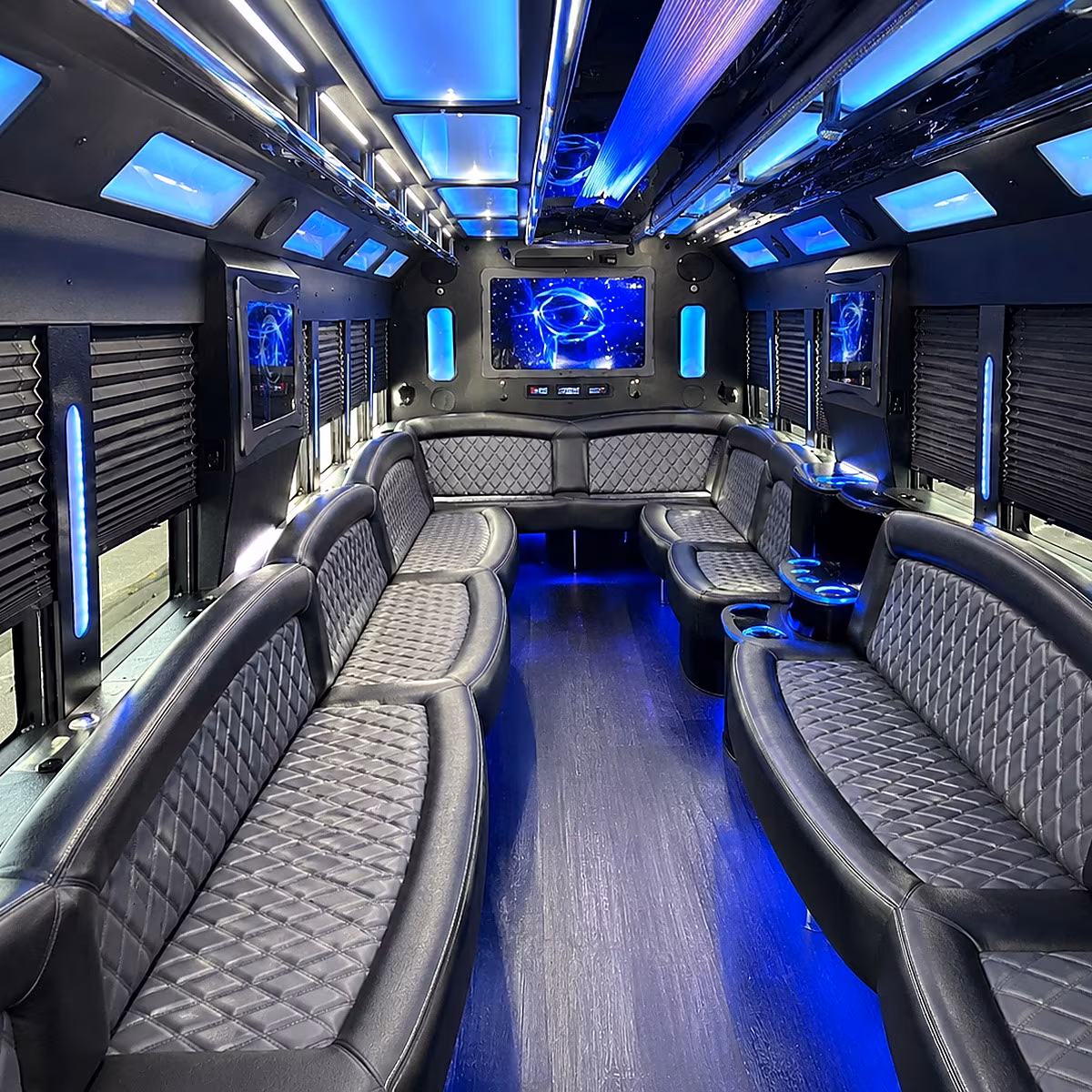 el monte 50 passenger party bus interior